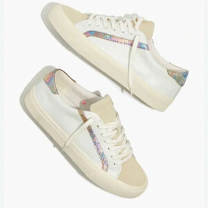 Madewell Sidewalk Low-Top Sneakers in Iridescent Leather Size 7